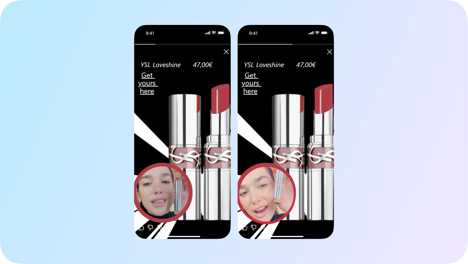 clips short, vertical, and close to the product view